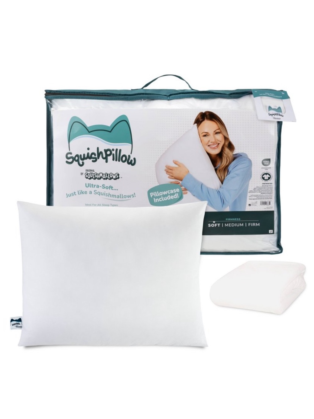 SquishPillow by Original Squishmallows Soft Bed Pillow and Ultra Soft Pillowcase